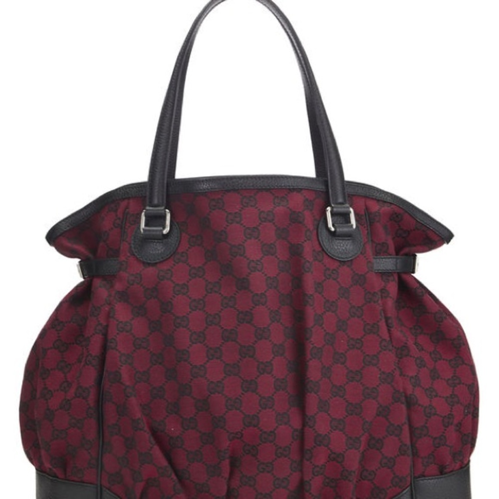 GUCCI Full Moon Red and Black Guccissima Canvas Tote Bag